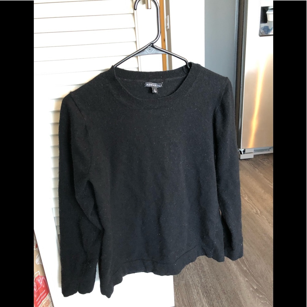 Black long sleeve wool lightweight sweater